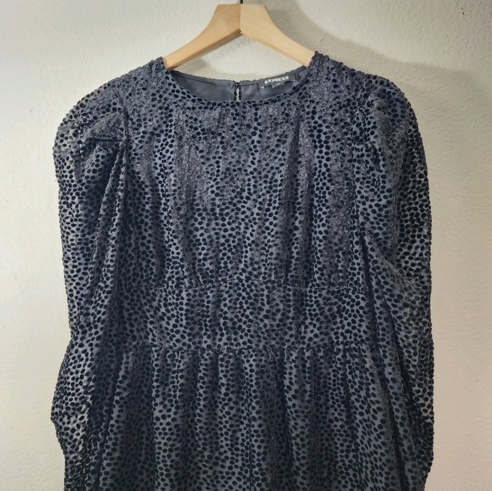 Express • Black Velvet Polka Dot Dress - Picture 6 of 12